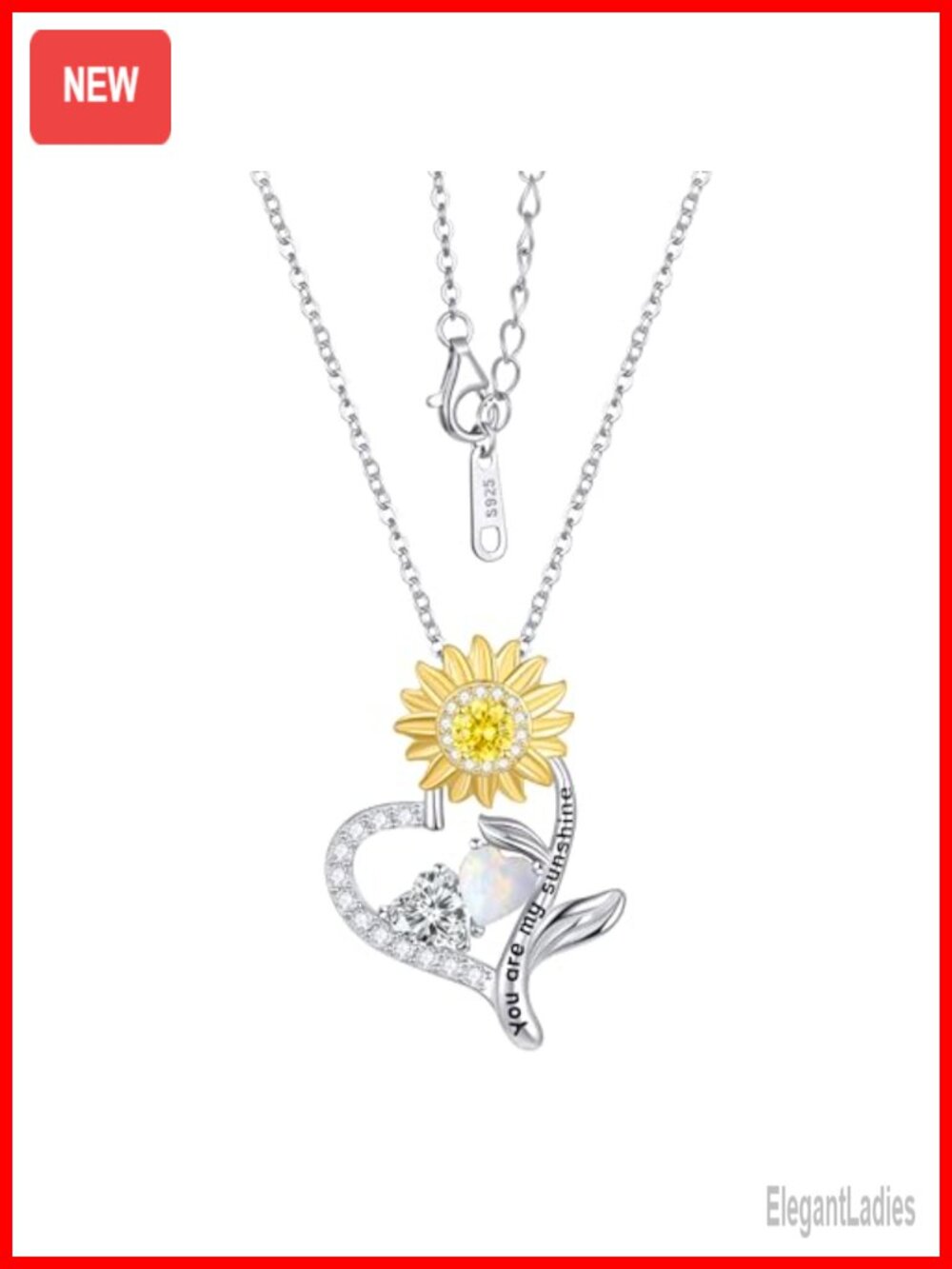 925 Sterling Silver Double Birthstone Sunflower Necklace